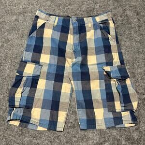 Levi’s Blue Multi-Check Cargo Shorts 32